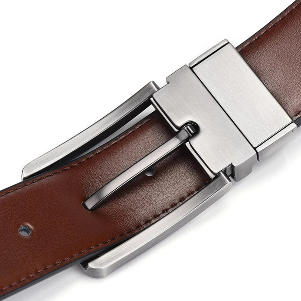 Genuine Leather Belt Double sided belt Men Belt Laser engraving Luxury Strap Male New Fashion Retro pin buckle High Quality