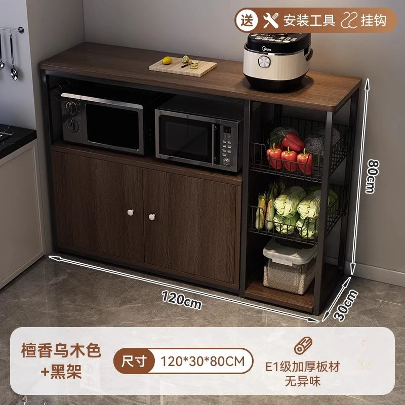 Heavy Duty Large Capacity Storage FurniturePantry Cabinet with Adjustable Shelves & Mesh Baskets Microwave Dishes