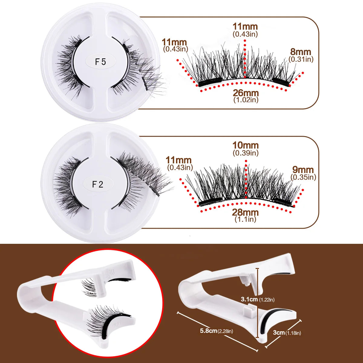 5 Pairs Reusable Magnetic Lashes Set with Magnetic Tweezers Makeup Tool 5 Style Faux Mink Lashes Curly Eyelashes Extension Kit
