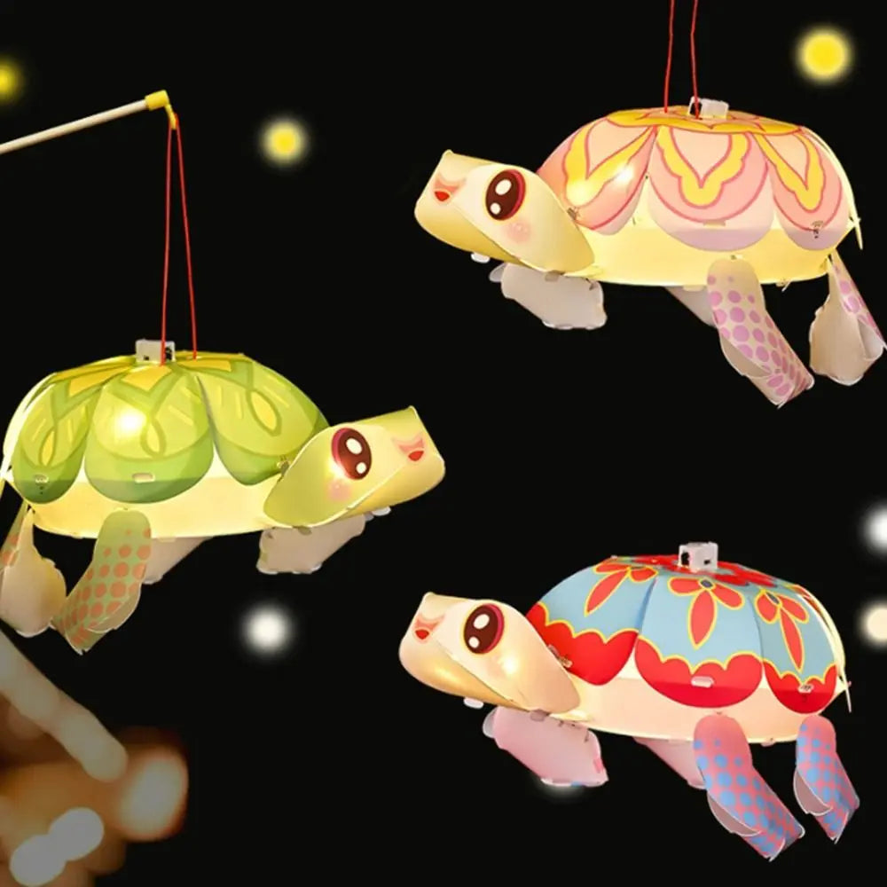 Cartoon Middle Autumn Festival Lantern LED Light Cute Festival Lantern Material Kits Luminous DIY Craft Hanging Lamps