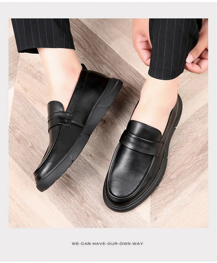 Genuine Leather Men's Business Leather Shoes Soft Soled Comfortable Men's Driving Shoes Loafers