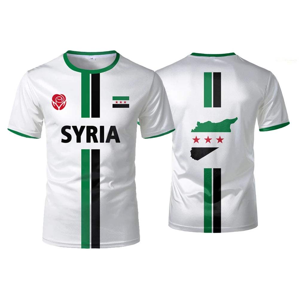 Syria Football T-Shirt Summer Sports Breathable Quick-drying Men's Tops Syrian Flag Map Print Short Sleeve Jersey Kid's Clothes