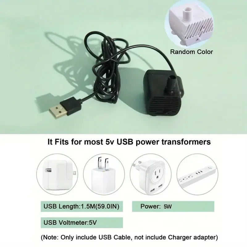 1L USB Pet Water Fountain with Pump & Filter Anti-Dry Burning Cat Water Dispenser Auto Recirculating Pet Water Flow Drinker