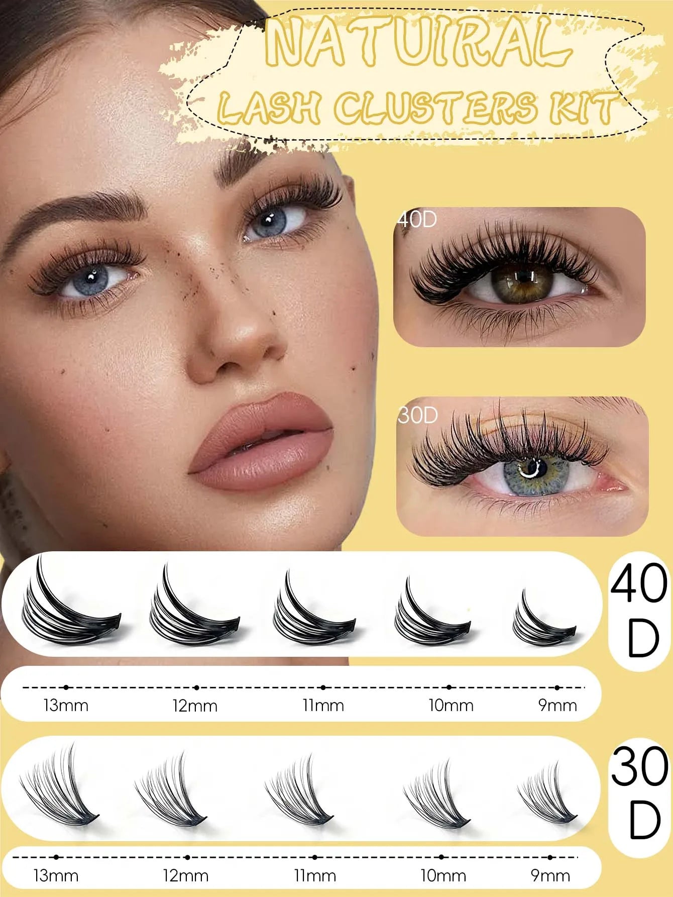 10 rows of 400 clusters makeup 3D eyelash extension natural eyelash tool 30/40/60/80D false eyelash personal eyelash extension