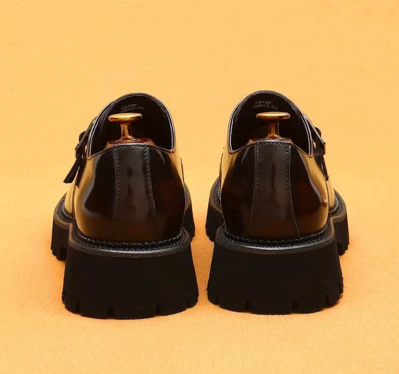 Italian Patent Leather Mens Dress Shoes Luxury Brand Handmade Fashion Platform Elegant Genuine Leather Wedding Oxfords Shoes Man