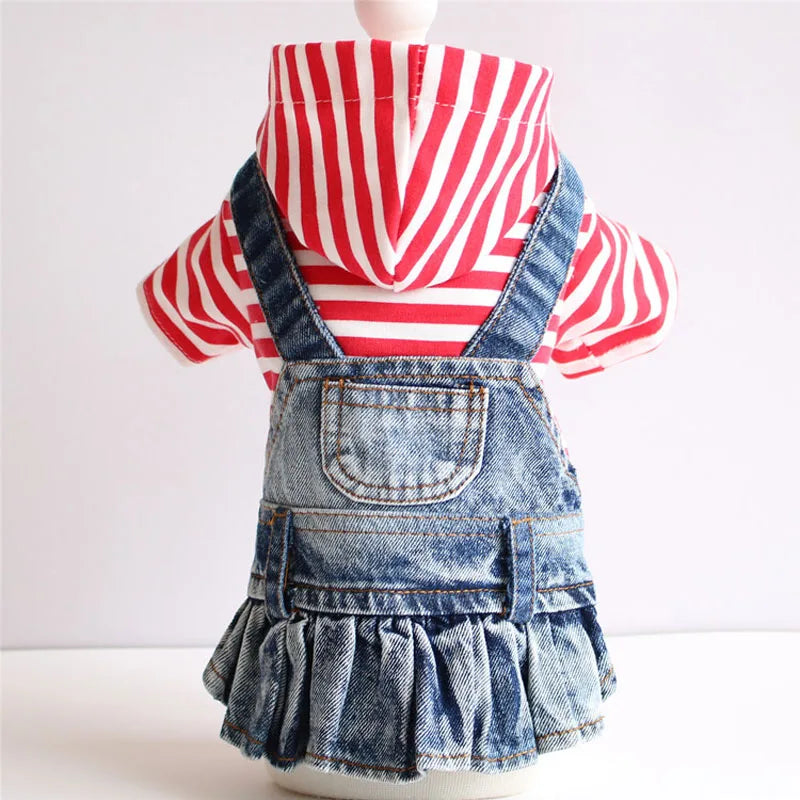 Denim Skirt for Dogs and Cats, Cotton Clothes for Small Dogs, Puppy Hoodie, Skirt for Spring, Chihuahua, Yorkie Outfit