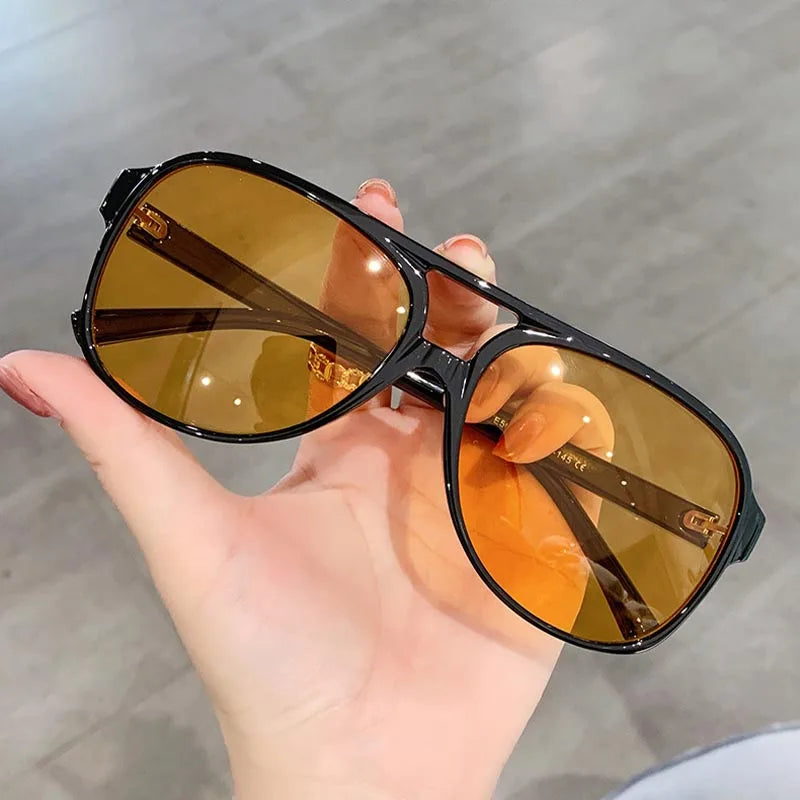 Retro Polarized Sunglasses for Men's Women's Large Frame Classic 90s Vintage Pilot Driving Eyewaer UV400 Protective Sun glasses