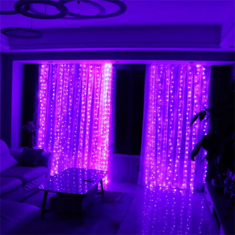 USB Plug Wedding Garland Valentine's Day Ramadan EID Mubarak Decoration for Home Curtain Lights 8 Modes LED Curtain Fairy Light
