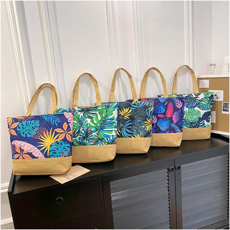 New Women Handbag Floral Printed Beach Shopping Large Capacity Tote Bag Fashion Casua High Capacity Travel Ladies Shoulder Bag