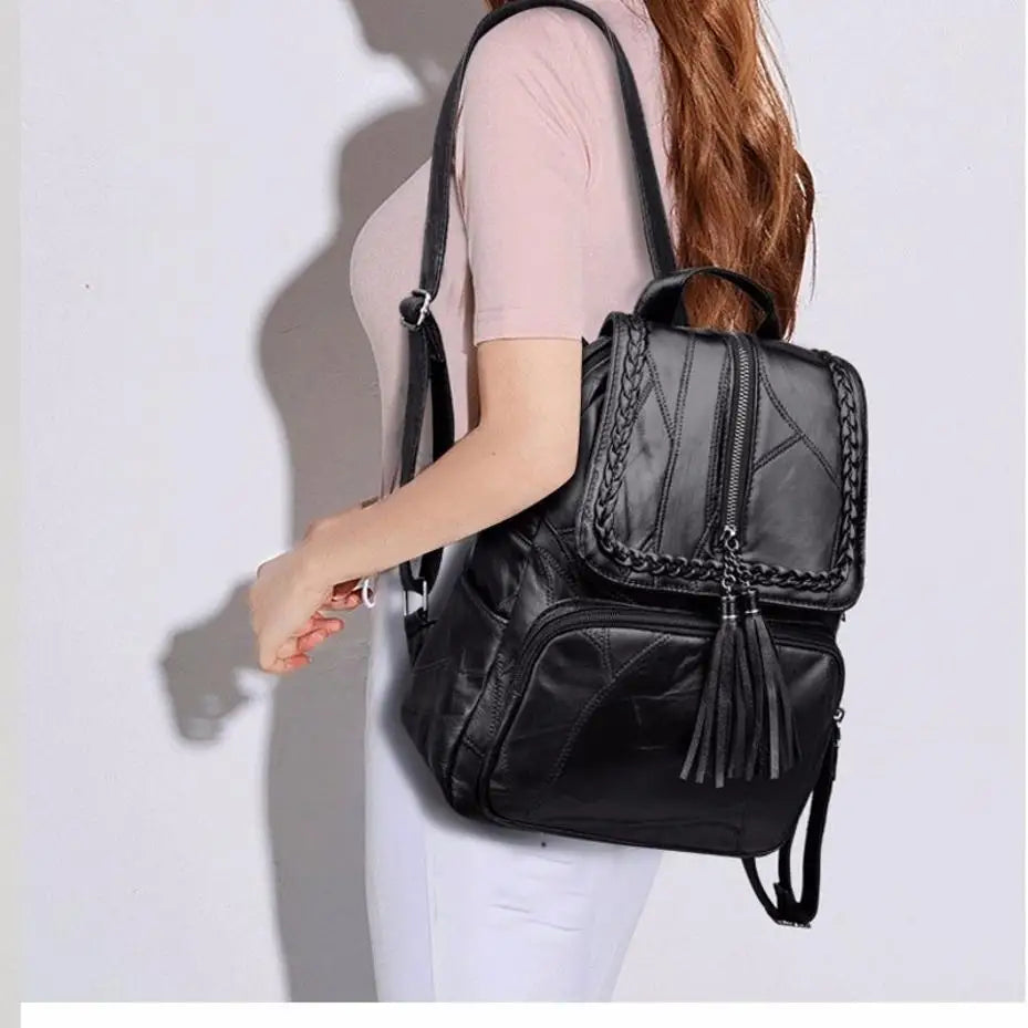 Women's Designer Backpack Casual Shoulder Bags For Women High Quality Leather Backpacks Female School Bags For Teenage Girls Sac