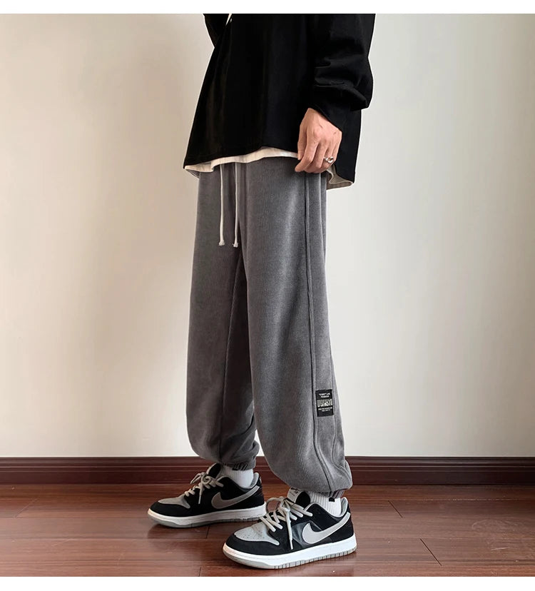 2025 New Men's Corduroy Casual Pants Autumn Winter Wear Resistant Dirt Proof Loose Fit Sport Style Trousers for Working
