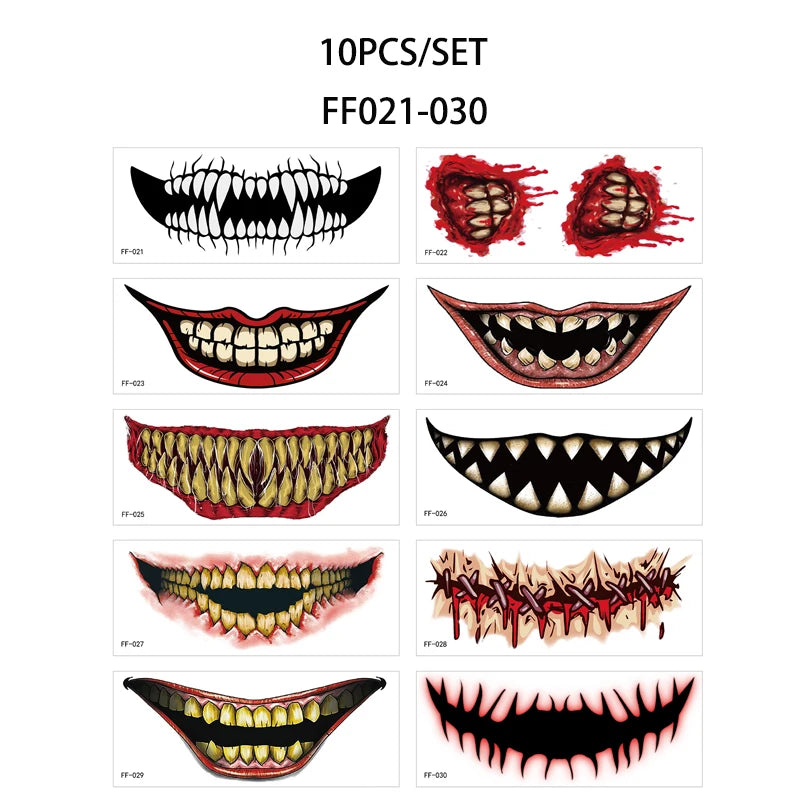 Day of the Dead Halloween Tattoos Stickers Temporary Bloodstain Wound Costume Party Festival Celebration Make Up Arm Face Tattoo