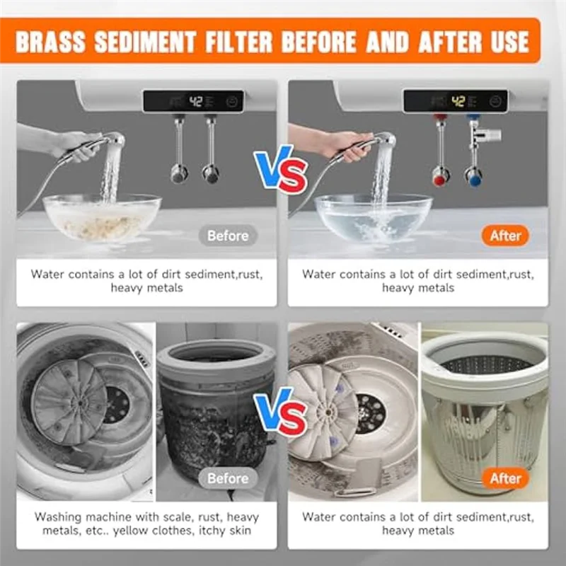 ABKW-Sediment Water Filter 40 Micron For Washing Machines, Showers, Gardens, Well Water Sand Trap Particle
