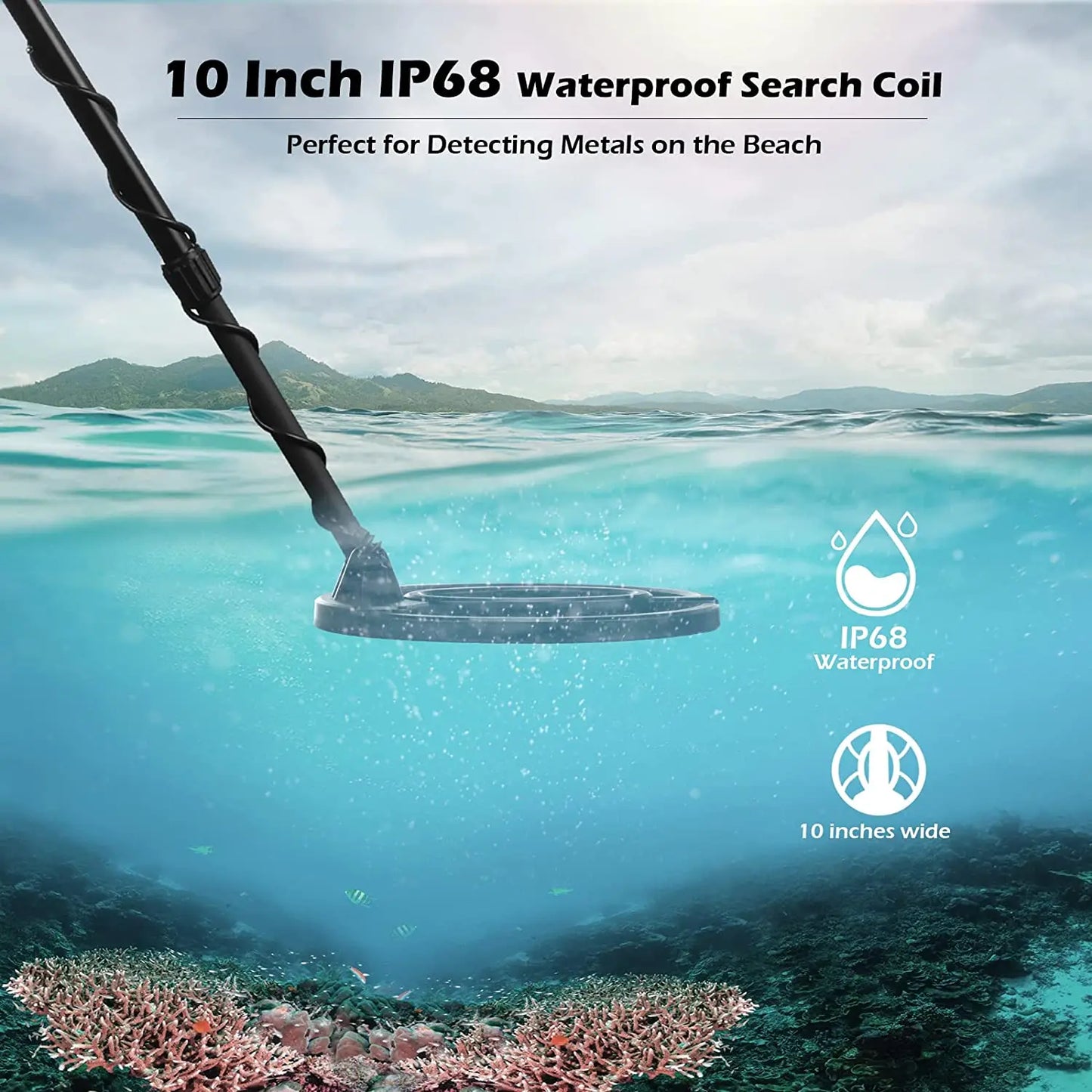 Metal Detector Underground Professional Depth Search Finder Gold Detector Treasure Detecting Pinpointer Waterproof Coil