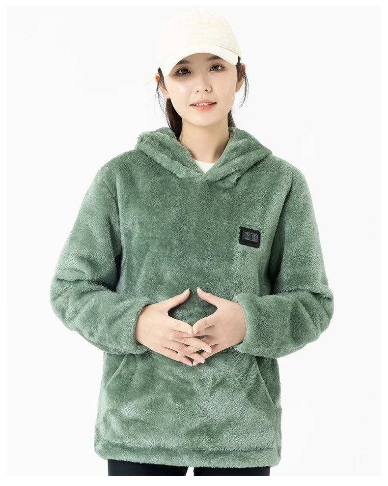 USB Infrared 9 Heating Areas Hoodies Sweater Winter Electric Heated Sweater Waistcoat For Sports Hiking Oversized M-6XL