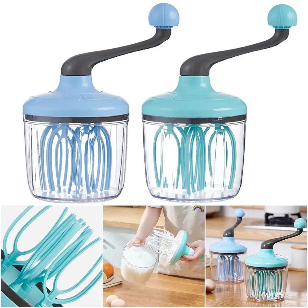 Manual Egg Beater Hand Cranked Cream Mixer Multi-Function Egg Whisk Blender Kitchen Baking Tool for Blending Whisking Beating