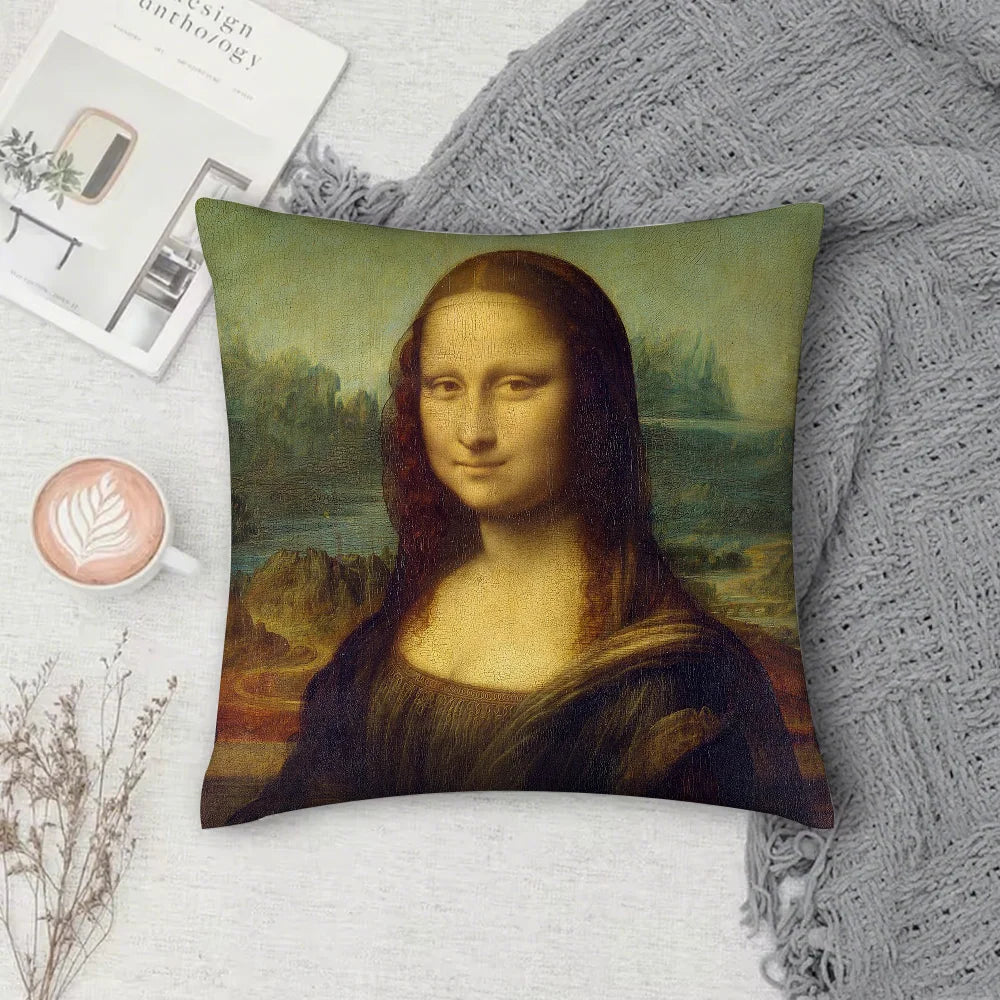 L-Leonardo Da V-Vinci M-Mona L-Lisa Pillow Case Cover Square Sofa With For Pattern Comfortable Cushionsuitable Of Room