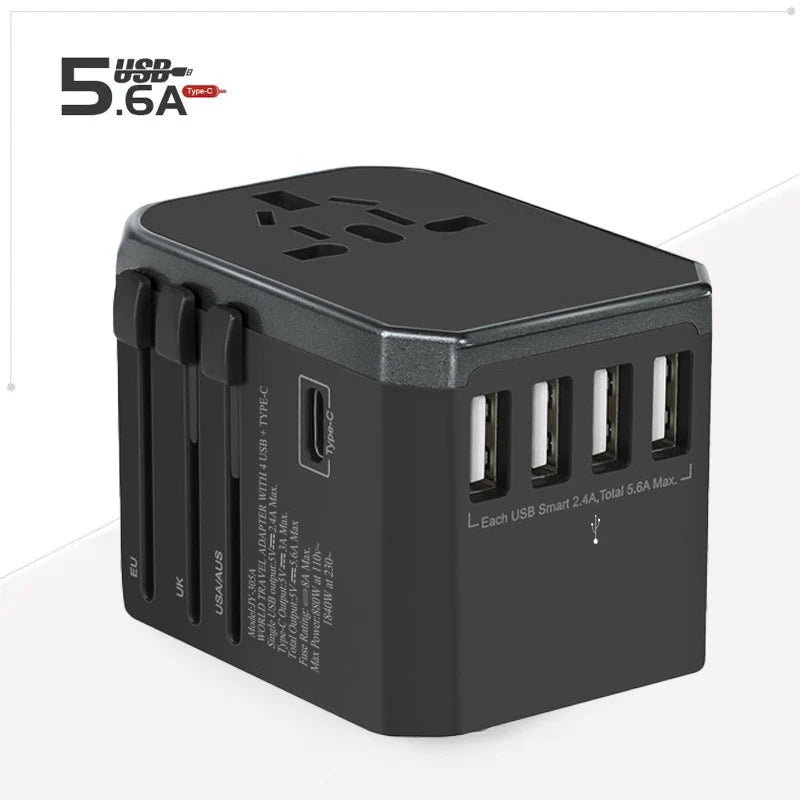 Travel Smart Adapter International Plug Adaptor Wall USB Type C Charger AC Power US EU UK AU for iPhone iPad Android Tablet