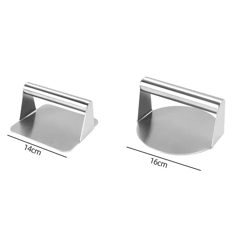 Hamburger Meat Press Stainless Steel Round/Square Smash Burger Press Deli Meats Kitchen Tool Flat Top Grill Tools Squeeze Grease