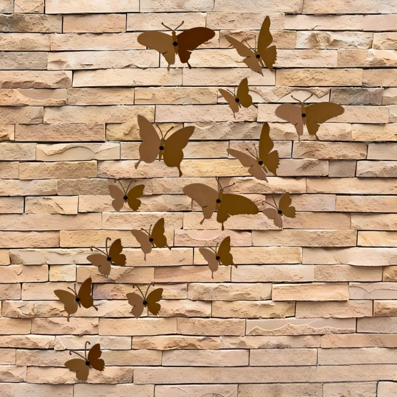15PCS Spring Metal Ironwork 3DSimulation Climbing Butterfly Wall Decor Garden Courtyard Fence Indoor Outdoor Decor