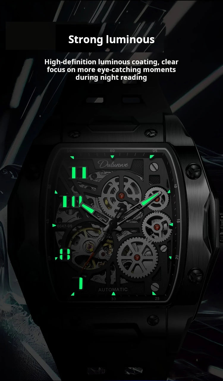 Watches For Men Original Automatic Mechanical Watch Skeleton Waterproof Luminous Men's Watch White Rubber Strap Reloj Hombre
