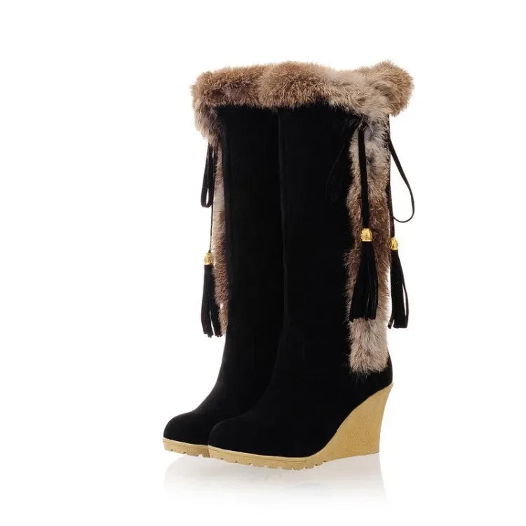 2024 New Wedge Long Women Boots Australia Women's Shoes Platform Plush Winter Footwear Ladies Booties Thigh High Heels High Sexy