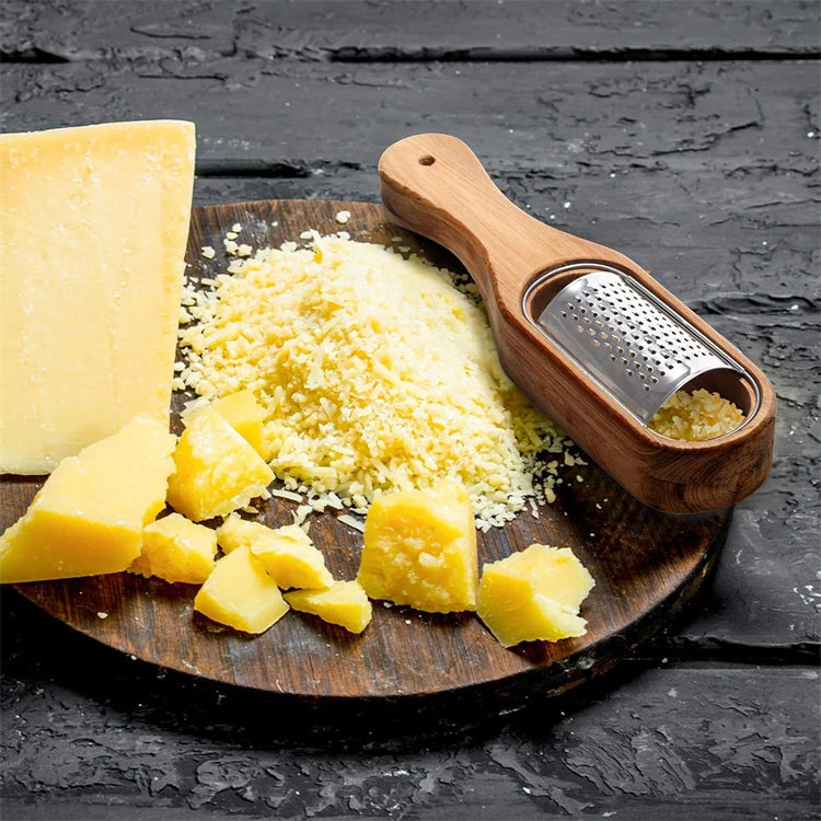 Cheese Grater With Wooden Container 304 Stainless Steel Cheese Grater Box Kitchen Parmesan Zester Cheese Grater Shredder JT