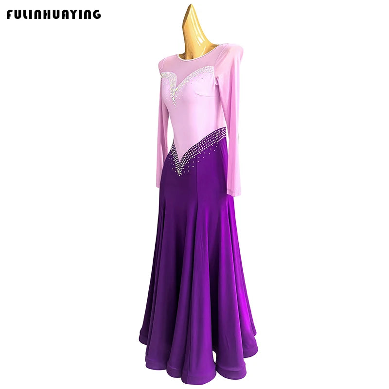 Ballroom Dance Dress Modern Dance Practice Outfit Waltz Dance Dress 2025 High-Quality Dress Color-Blocking Slimming Ballroom Dance Dress