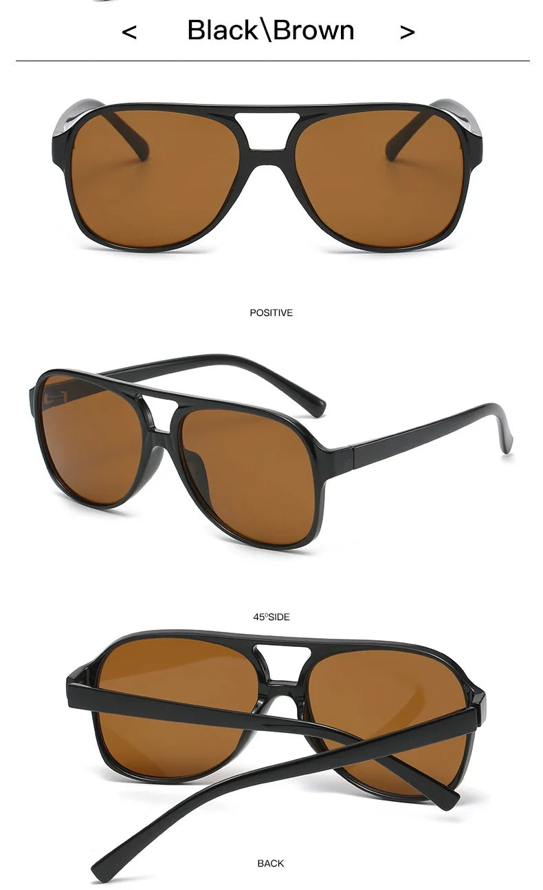 Retro Polarized Sunglasses for Men's Women's Large Frame Classic 90s Vintage Pilot Driving Eyewaer UV400 Protective Sun glasses