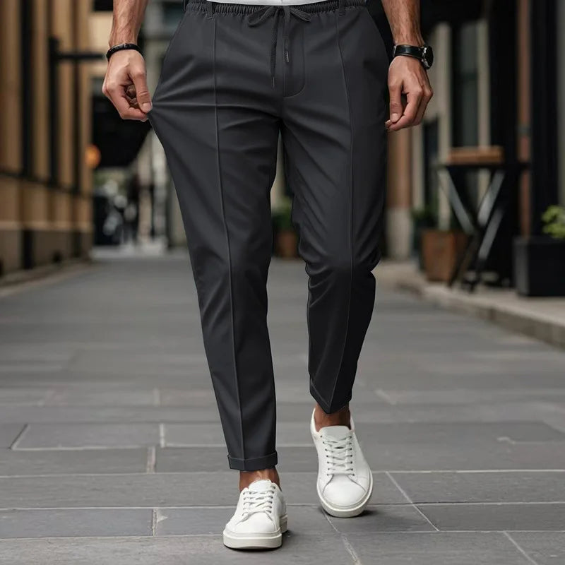 Spring Autumn Men's Solid Color Simple Business Slim Small Foot Casual Pants