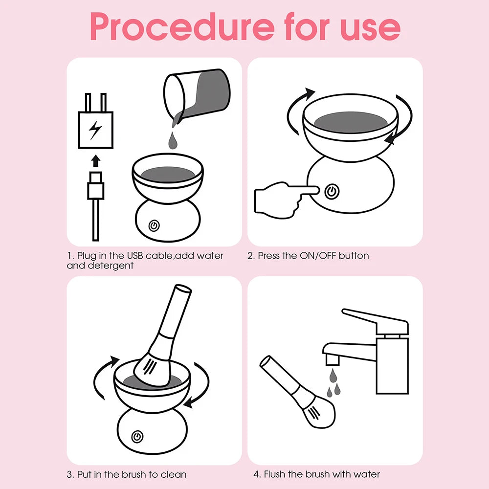 Makeup Brush Cleaning Tool Portable Electric Makeup Brush Cleaner Machine With USB Charging Automatic Cosmetic Brush