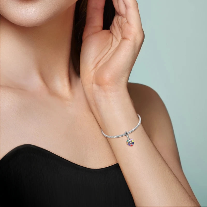 925 Sterling Silver Autism Awareness Symbol Puzzle Piece Pendant Charm Fit Original Charm Bracelets Women DIY Jewelry Gift