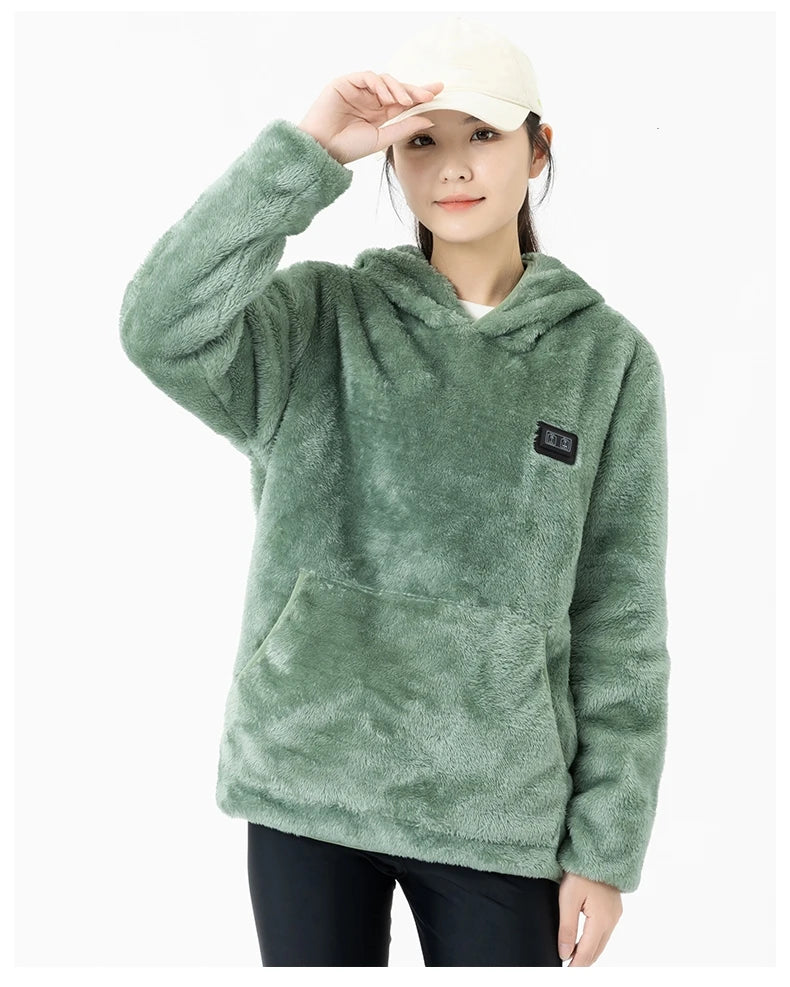 USB Infrared 9 Heating Areas Hoodies Sweater Winter Electric Heated Sweater Waistcoat For Sports Hiking Oversized M-6XL
