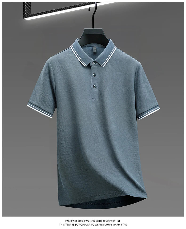 100% pure cotton men's polo shirt summer fashion casual short sleeved comfortable luxury new simple solid color lapel T-shirt