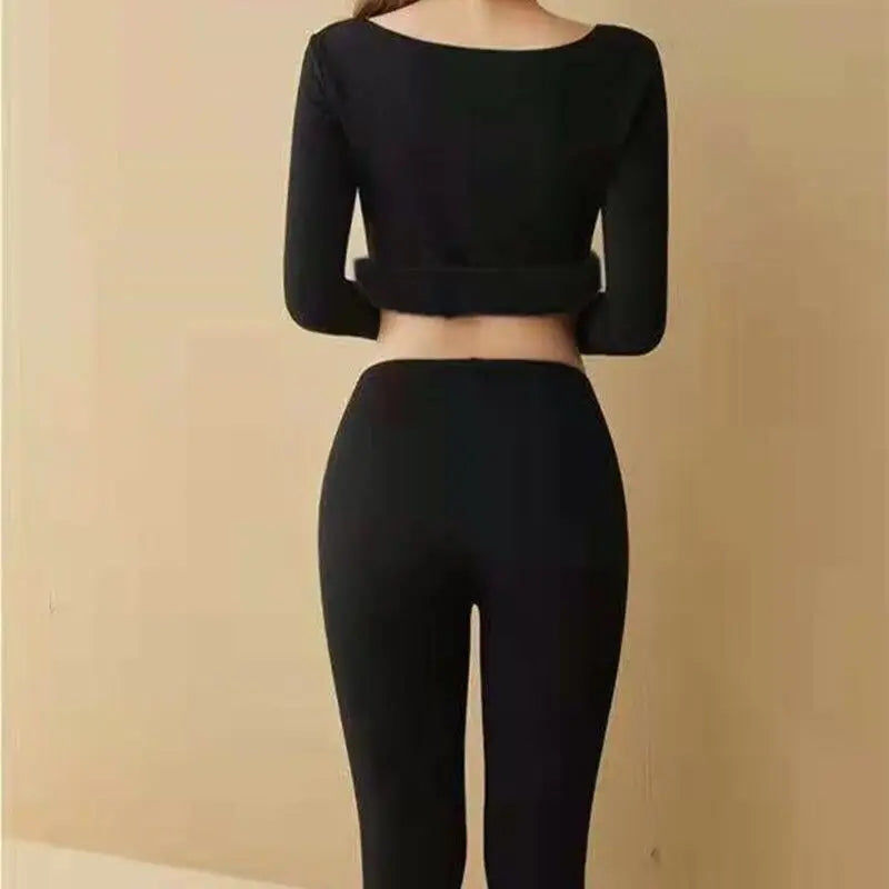 Warm Suit for Women's Autumn Clothes, Wool Base Shirt Slim Suit