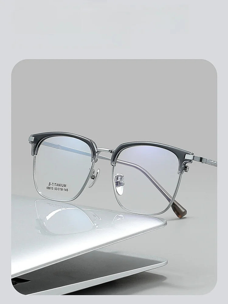 Metal Glasses Frames Business Retro Square Men's Frames Ultra-light And Versatile Optical Prescription Frames For Men 68815L