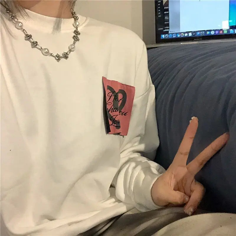 Patchwork Hoodies Women Loose Designer Korean Style Spring Fashion Leisure All-match Female Streetwear Students Ins Sweatshirts