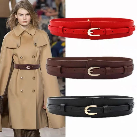 Genuine Wide Leather Belt Classic Pin Buckle Vintage Design Crafted with Genuine Leather Perfect for Women