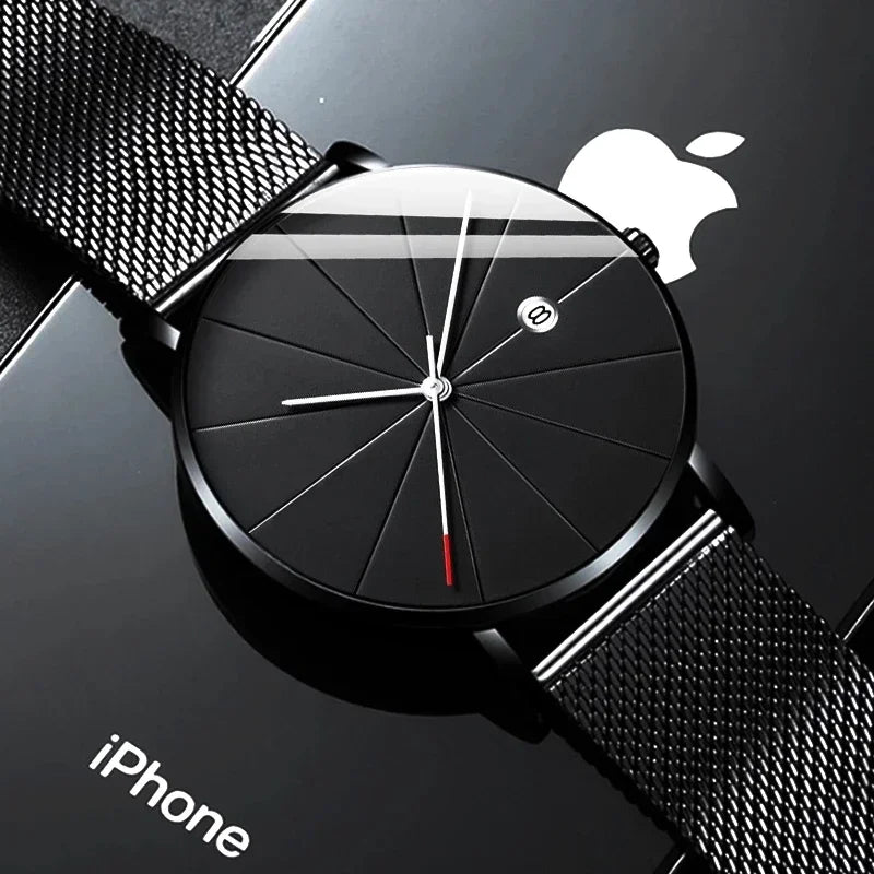 Ultra-Thin Men's Quartz Watch | Stainless Steel Mesh Minimalist Business Watch