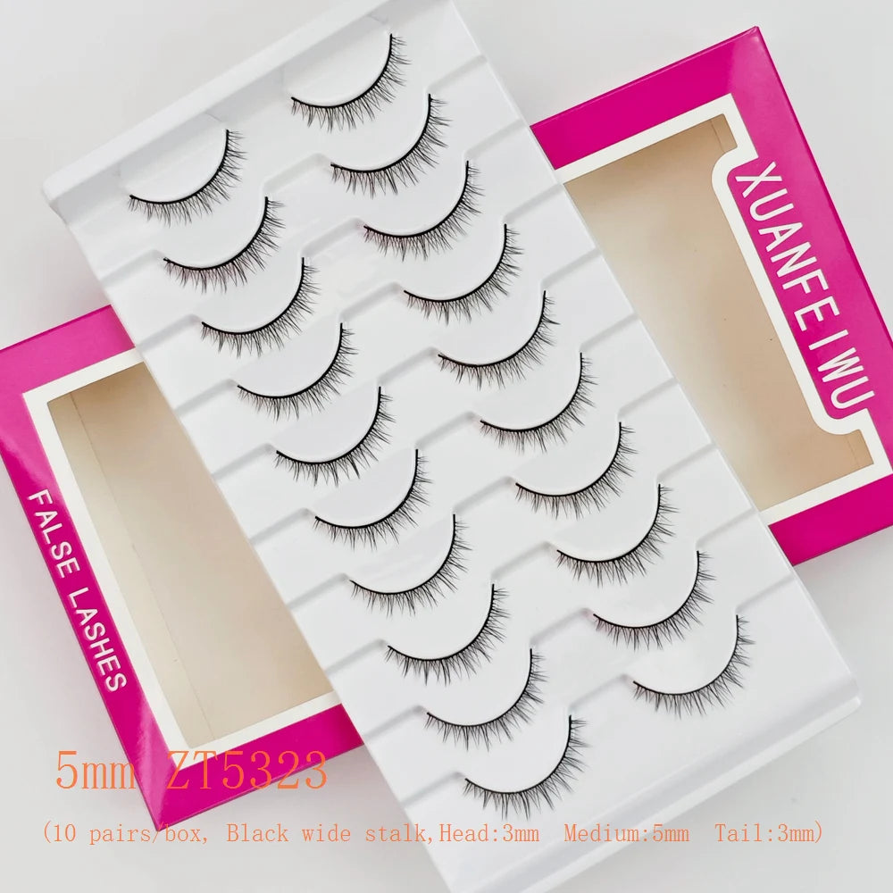 Xuanfeiwu Natural Short Style No-Makeup Look Sparse Full-Strip Ultra-Natural Realistic One-Piece Natural-Looking False Eyelashes DIY Self-Application Beginner Light Makeup Eyelashes