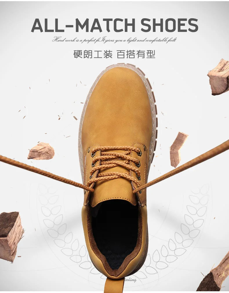 Fashion Men's Leather Shoes England Style Formal Shoes for Man Non Slip Ankle Boots Outdoor Waterproof Casual Tim Work Land Shoe