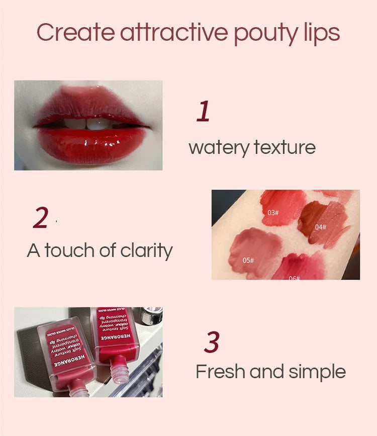 Moisturizing Plump Lips Mirror Effect Lip Color Non Greasy Texture Liquid Lip Pigment Not Easy To Stick Lightly Lip Glaze