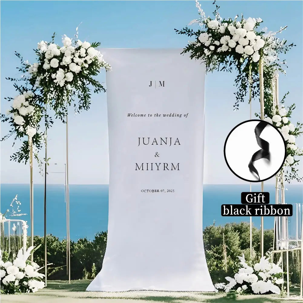 Personalized Wedding Customization, Ultra-Soft Velvet Fabric, Welcome Sign, Wedding Sign Fabric, Wedding Sign, White, Event Decoration, Wedding Decoration Flag, Bride Wedding, Outdoor Wedding