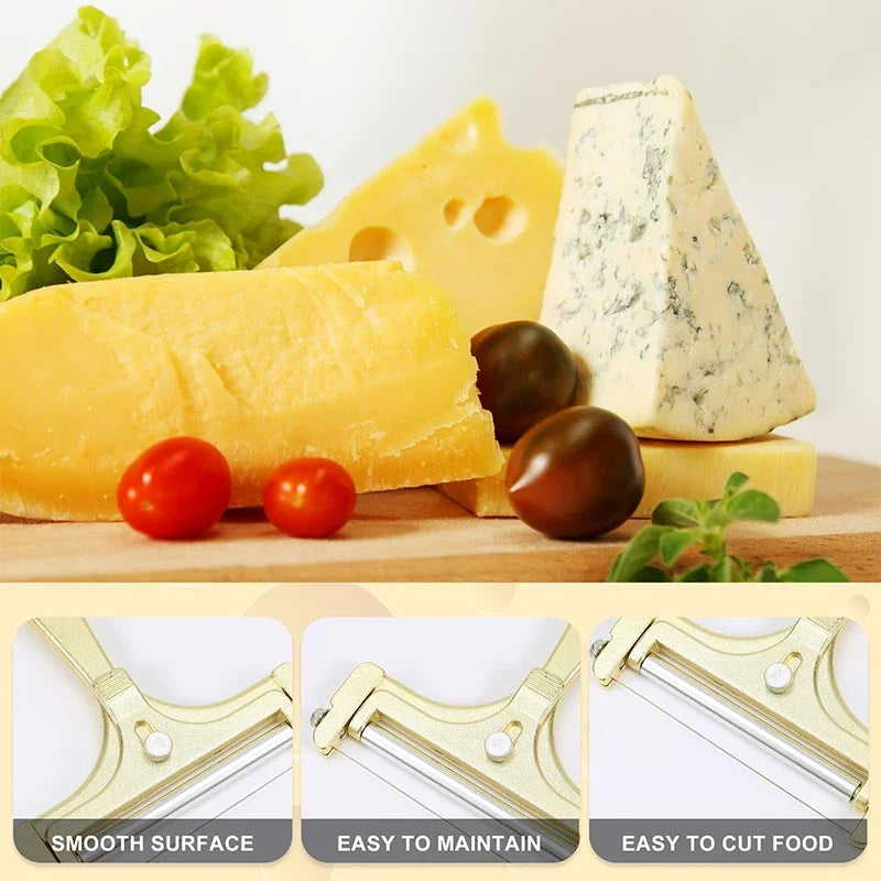 Cheese Slicer & Cheese Cutter - Adjustable Stainless Steel Wire Cheese Cutter With 4 Extra Wires