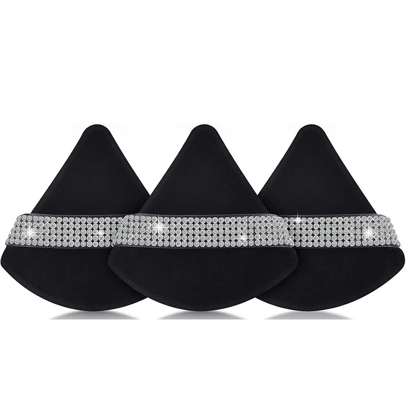 Diamond Triangle Velvet Setting Puff Ribbon Detail Powder Sponge Smooth Finishing Soft Puff for Loose Pressed Powder Application