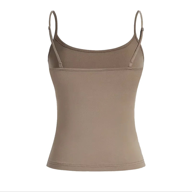 Women Tank Top Strap Slim Top for Summer Fashion Versatile Casual Breathable Micro Elastic Fabric Sleeveless Strap Top