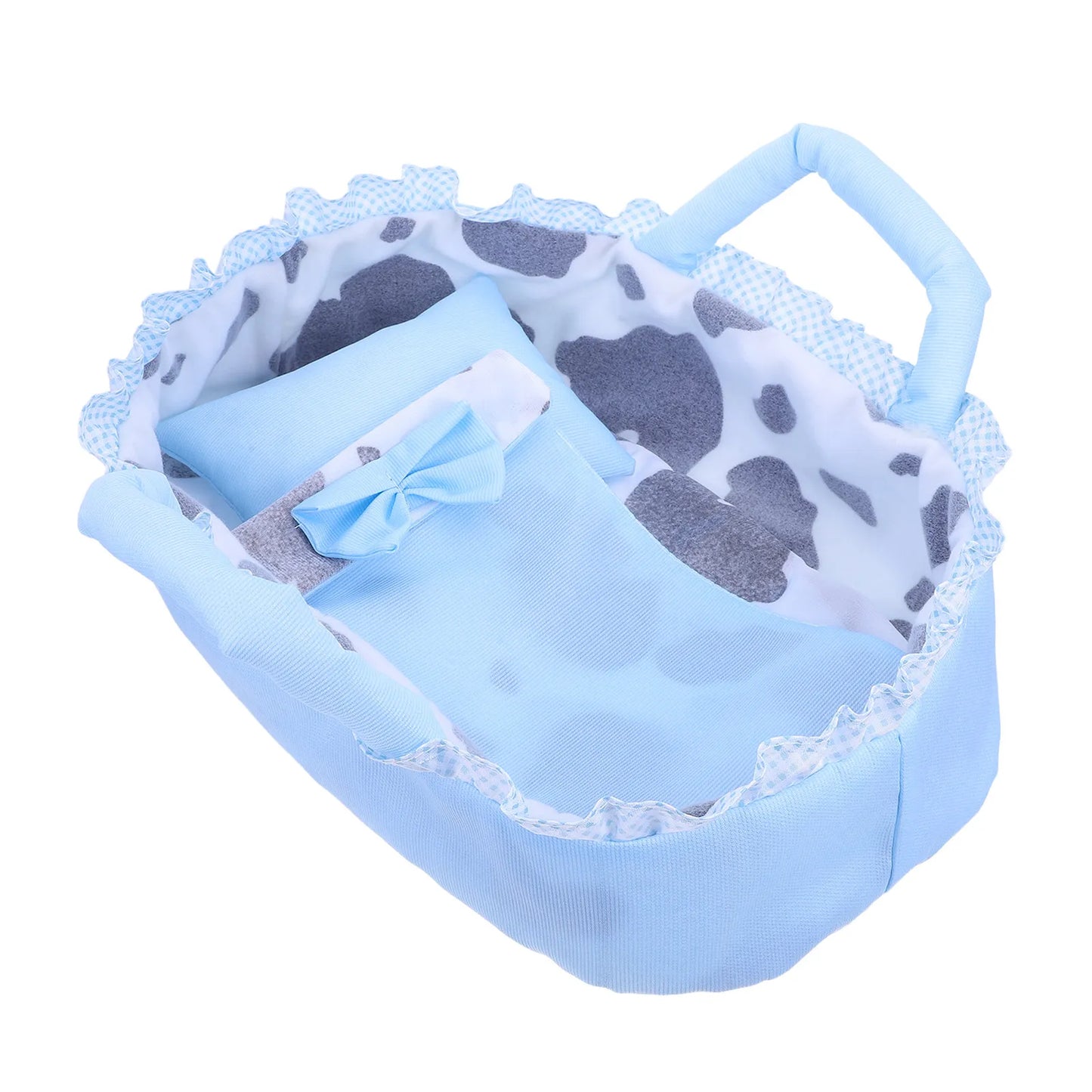 Baby Bassinet Carrying Cradle for 35Cm Reborn Baby Crib Bed Carrier Pillow Blanket Portable Mini Cradle Dollhouse Furniture Prop