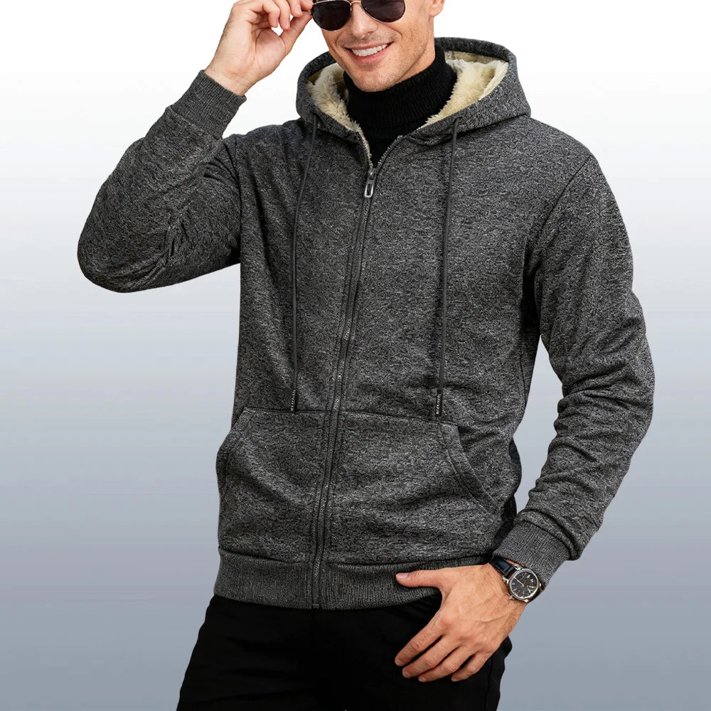 Men's Winter Lambswool Jackets Plus Size Zipper Hoodies Winter Warm Coats Long Sleeved Jacket Casual Coat Tops Clothing