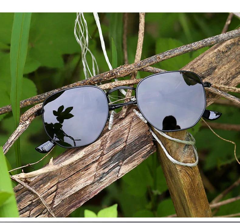 Hexagon Polarized  Sunglasses 2024 Men Women Square Polygon Sun Glasses Luxury Brand Design Retro Frame Eyewear de sol hombre