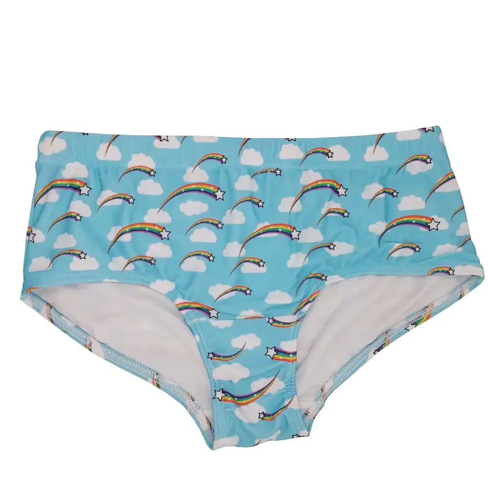 Swimsuits Men's Swim Briefs Bikini Board Surf Shorts Boxer Trunks Sexy Rainbow Swimwear Traditional Cut Beach Bathing Suit